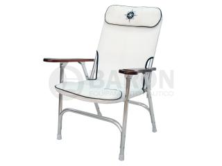 Silla - Plegable - Aluminio blanco respaldo alto con posa vaso