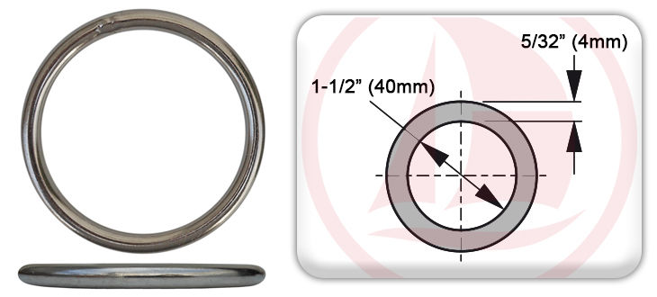 Argolla redonda de acero inoxidable Diámetro 40mm - Espesor 4mm