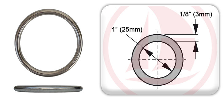 Argolla redonda de acero inoxidable Diámetro 25mm - Espesor 3mm