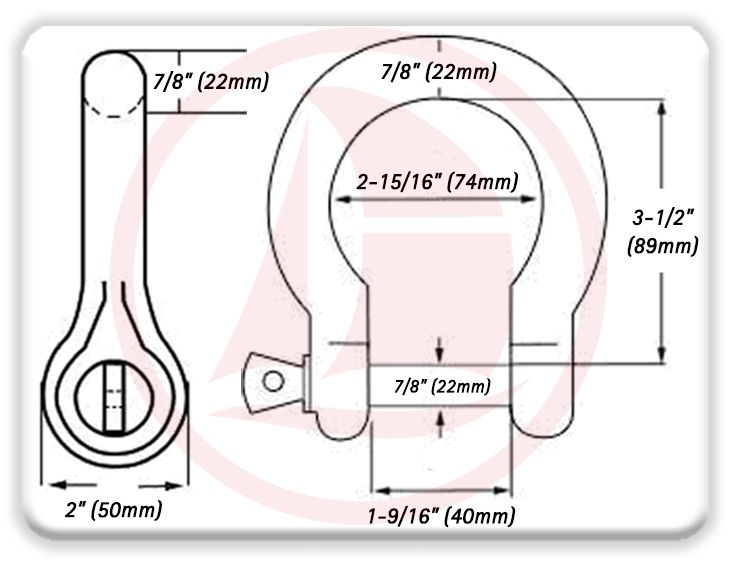 Grillete corazón - Acero galvanizado Diámetro 22mm (7/8