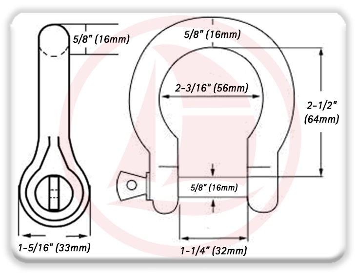 Grillete corazón - Acero galvanizado Diámetro 16mm (5/8
