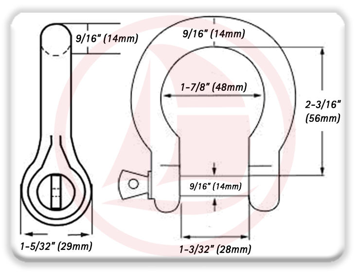 Grillete corazón - Acero galvanizado Diámetro 14mm (9/16