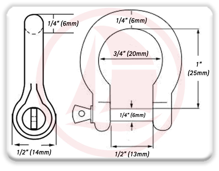 Grillete corazón - Acero galvanizado Diámetro 6mm (1/4
