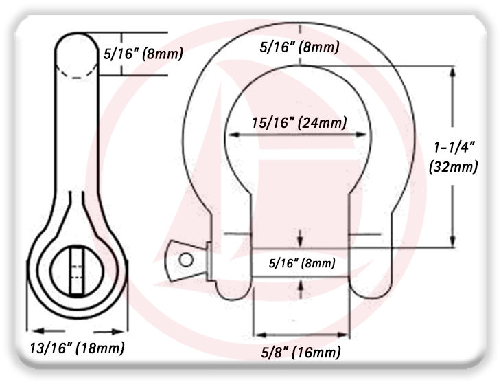 Grillete corazón - Acero galvanizado Diámetro 8mm (5/16