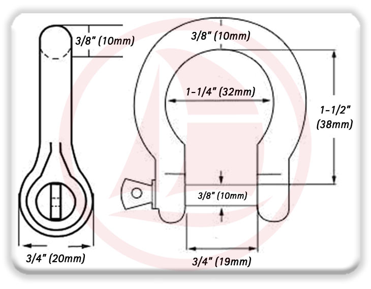 Grillete corazón - Acero galvanizado Diámetro 10mm (3/8