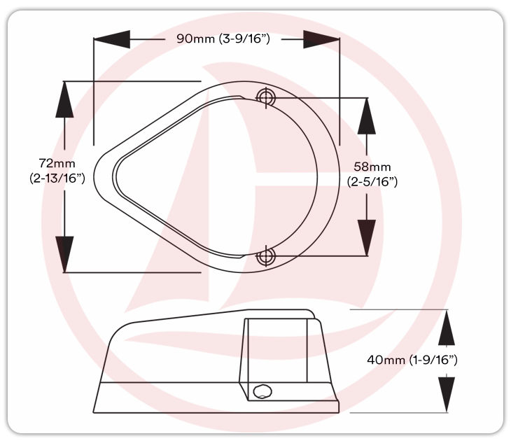 Luz de proa LED bicolor cromada con acrilico bicolor