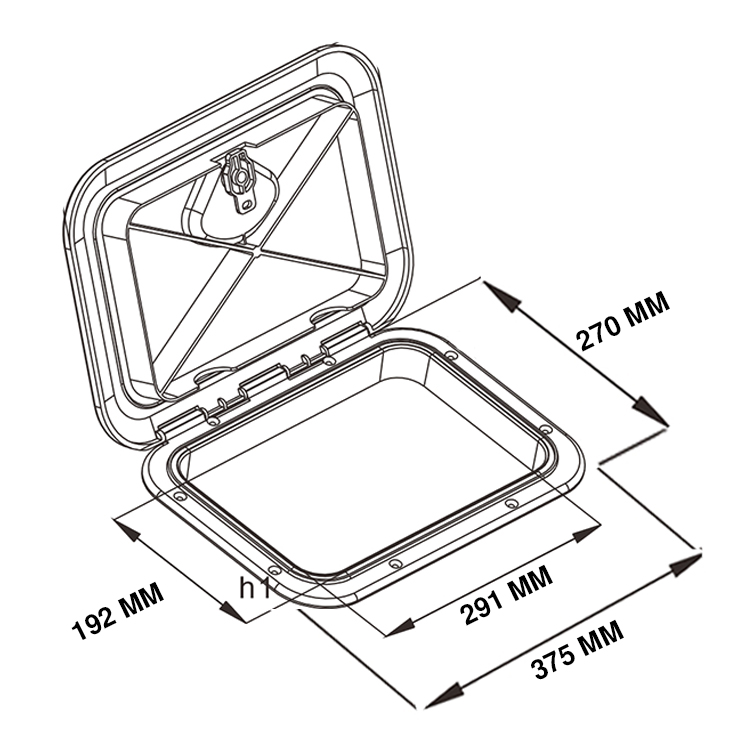 Tapa estanco plástica con manija (Ext. 270x375mm / Int. 192x291mm)
